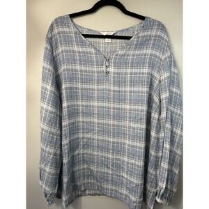NWT CJ Banks Plus Size Lightweight Plaid Blouse Size 2X